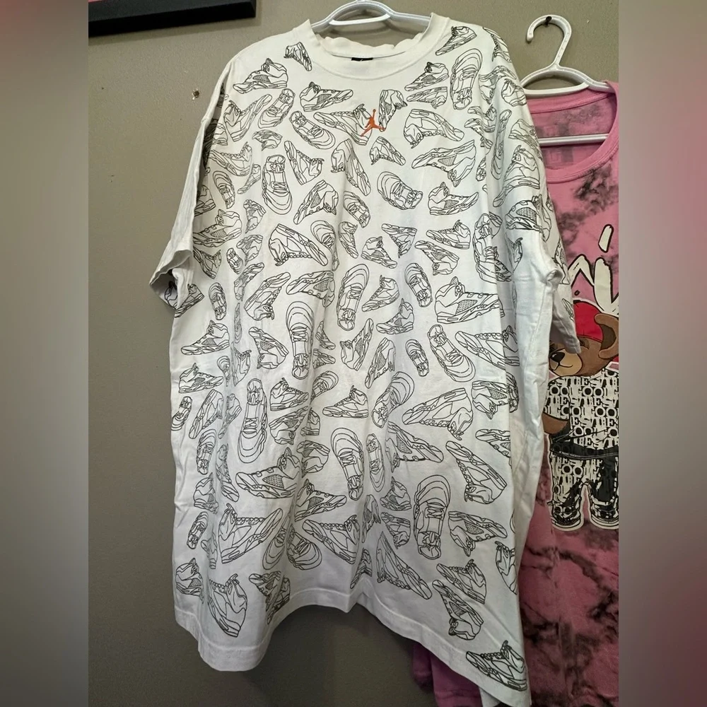 Nike Jordan All Over Front Print White Retro Shoes Sketch Orange Logo